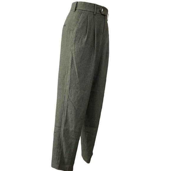 ASOS Design Pleated Trouser Pants Olive Green & Black Glen Plaid 28x30 #314F - Picture 3 of 9